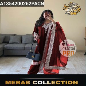 3 Pcs Women's Stitched Embroidered Suit