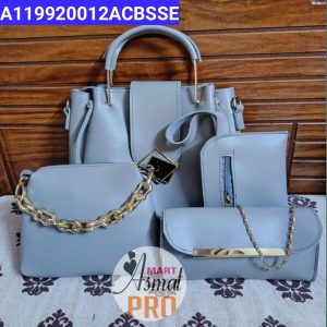 4 Pcs Women's PU Leather Plain Hand Bag Set
